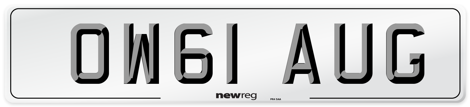 OW61 AUG Number Plate from New Reg